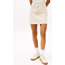 Tommy Hilfiger Kadın Mini Boy Pamuklu Bej Etek DW0DW20607-ACG