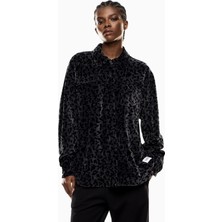 Kadın Çıtçıtlı Manşetler Etek Ucunda Ea7 Logosu Bulunan Yama Siyah Gömlek 7W000666 AF15937-F8121