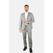 Emporio Armani Erkek Normal Kalıp %100 Saf Yün Mikro Desenli Gri Takım Elbise EM000476 TE16045-OC006