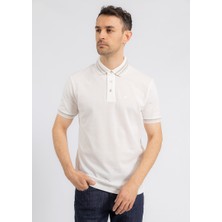 Emporio Armani Erkek Polo Yaka Düğme Kapamalı Kısa Kollu Beyaz Polo Yaka T-Shirt EM000859 AF12955-U0003
