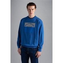 Paul & Shark Erkek Pamuklu Baskılı Uzun Kollu Günlük Kullanım Mavi Sweatshirt 13311875A-402