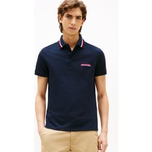Tommy Hilfiger Erkek Pamuklu Regular Fit Logo Işlemeli Kısa Kollu Lacivert Polo Yaka T-Shirt MW0MW39837-DW5