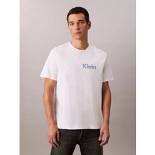 Calvin Klein Erkek Rahat Kalıp %100 Pamuklu Logo Baskılı Kısa Kollu Beyaz T-Shirt LV04RD822G-YAA