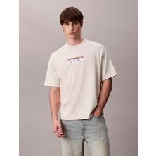 Calvin Klein Erkek Pamuklu Bisiklet Yaka Kısa Kollu Beyaz T-Shirt LV04RD808G-YAE