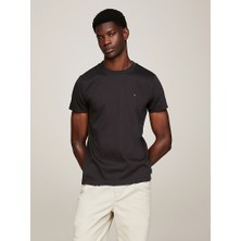 Tommy Hilfiger Erkek Marka Logolu Pamuklu Günlük Kullanım Siyah T-Shirt MW0MW33202-BDS