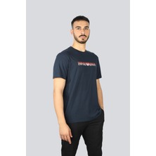 Emporio Armani Erkek Regular Fit Yuvarlak Yaka Önü Baskılı Kısa Kollu Lacivert T-Shirt EM000574 AF12349-FB210
