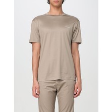 Emporio Armani Erkek Regular Fit Yuvarlak Yaka Pamuklu Kısa Kollu Bej T-Shirt 8N1TD8 1JUVZ-U6167