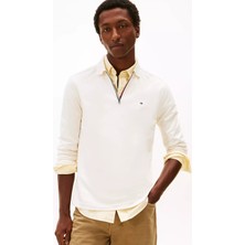 Tommy Hilfiger Erkek Regular Fit Pamuklu Yarım Fermuarlı Uzun Kollu Beyaz Polo Yaka T-Shirt MW0MW42808-Z00