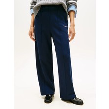 Tommy Hilfiger Kadın Bol Paça Geniş Kesim Normal Bel Lacivert Pantolon WW0WW48784-C1G