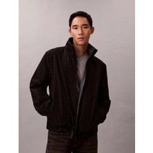 Calvin Klein Erkek Normal Kalıp Fermuarlı Ck Logo Baskılı Dik Yakalı Uzun Kollu Siyah Ceket LV14RE522G-UB1