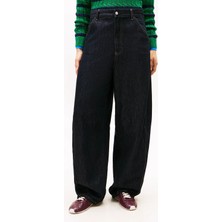 Tommy Hilfiger Kadın Rahat Kalıp Yüksek Bel Geniş Paça Lacivert Jeans WW0WW47683-1AP