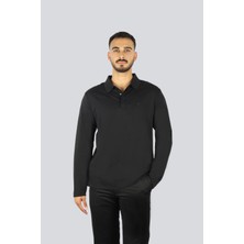 Calvin Klein Erkek Uzun Kol Regular Fit Düğme Kapama Siyah Polo Yaka T-Shirt LV04LD233G-UB1