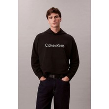Calvin Klein Erkek Kapşonlu Yaka Uzun Kol Pamuklu Regular Fit Siyah Sweatshirt LV14LD229G-UB1