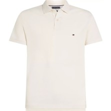 Tommy Hilfiger Erkek Pamuklu Polo Yakalı Düğme Kapamalı Kısa Kollu Ekru Polo Yaka T-Shirt MW0MW17771-Z00