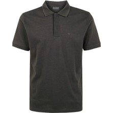 Emporio Armani Erkek Regular Fit Kartal Işlemeli %100 Pamuklu Kısa Kollu Antrasit Polo Yaka T-Shirt EM000850 AF12955-U8168