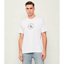 Calvin Klein Erkek Regular Fit Logo Baskılı Kısa Kollu Pamuklu Beyaz T-Shirt LV14RE816G-YAA