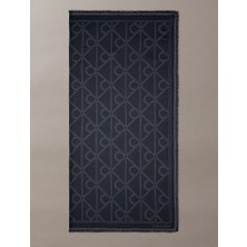 Calvin Klein Kadın Ck Logo Desenli Yumuşak ve Pürüzsüz Kumaşlı Siyah Şal & Eşarp & Fular LV04F8077G-UB1