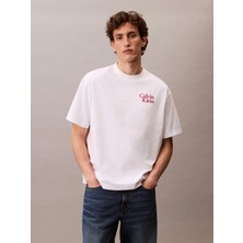Calvin Klein Erkek Renkli Calvin Yazı Desen Kısa Kol Regular Fit Beyaz T-Shirt LV04RC808G-YAA