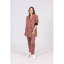 By Özlem Yazan Nubuk Kumaş Astarlı Düğmeli Kadın Blazer Ceket