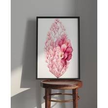 Rosa Art Tablo |ahşap Çerçeveli Tablo |çerçeveli Poster |soyut,minimalist,pastel Tonlar Yaprak ve Dal Tasarım