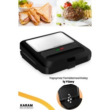 Allians 750 W Isınmaya Dayanıklı Tost ve Izgara Makinesi Siyah Inox