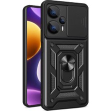 Xiaomi Poco F5 Kılıf Magnetik Standlı Kamera Korumalı Sbt Sürgülü Vega Kapak-Siyah