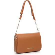 Love Moschino Kadın Metal Logo Fermuar Kapama Deri Kısa Kulp Bej Omuz Çantası JC4373PP0NKF0-200