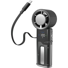 Lenyes LHF14 Dijital LED Göstergeli Buz Kompresli Katlanabilir Portatif Soğutucu El Fanı Siyah