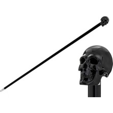 Pasotti Siyah Kafatası Bastonu 92 Cm Emaye Reçine Sap - Ahşap Gövde, Kauçuklu Pirinç Uç