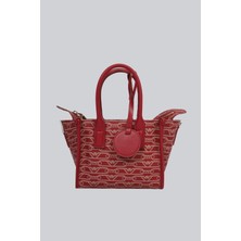 Emporio Armani Kadın Siyah Üzerinde Gold Marka Logolu Çapraz ve Kısa Askılı Kırmızı Omuz Çantası EW000371 AF11951-F5057