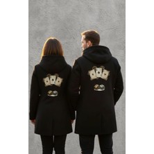 Czmd Till The Last Dice – Iskambil & Zar Baskılı Siyah Panço | Sevgililer Için Unisex Özel Tasarım