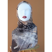 Sinem Monalisa El Dikişli Dijital Bambu Eşarp Gri