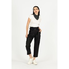 By Özlem Yazan Modal Pamuk Karışımlı Kemerli Yüksek Bel Kargo Pantolon