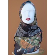 Sinem Monalisa El Dikişli Dijital Bambu Eşarp Siyah