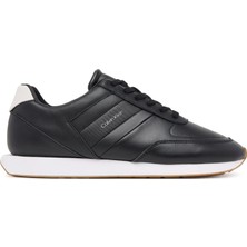Calvin Klein Erkek Deri Rahat Taban Yuvarlak Burun Calvin Yazı Detay Siyah Sneaker YM0YM01381-0GM