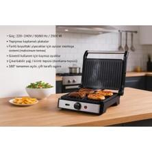 Allians 2500W Tost Makinesi, Yapışmaz Plakalar, 180° Tam Açılır, Çift Taraf Izgara