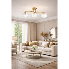 Esslight Ahenk 3 Lü Eskitme Kristal Taşlı Salon Mutfak Yatak Odası Plafonyer Avize