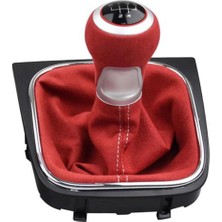 Motomobil Golf 5 ve 6 Jetta Vites Topuzu Körüğü 5 2005-2014 Vites Kırmızı Süet Deri