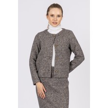 By Özlem Yazan Örme Kumaş Astarsız Düğmeli Kadın Ceket