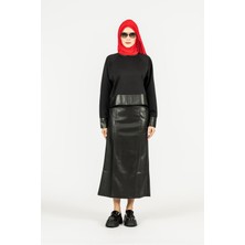 By Özlem Yazan Çıma Dikişli Deri Kalem Uzun Kadın Etek