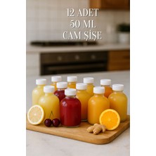 PremiumPort 12'li Mini Cam Şişe 50 Ml, Sızdırmaz Kapaklı, Koku ve Süs Için Uygun