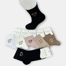 Anemon Socks Pamuklu Kalp Desenli Taşlı Bayan Çorap 12 Çift