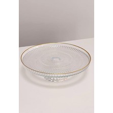 PremiumPort Altın Yaldızlı Ayaklı Cam Pasta Standı, Şık Sunum ve Servis Için