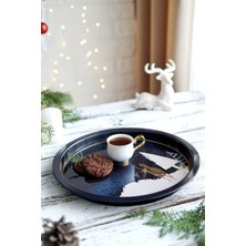 PremiumPort Yılbaşı Temalı Metal Tepsi, 31.5 Cm, Şık ve Dayanıklı Dekorasyon Ürünü