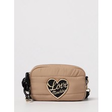 Love Moschino Kadın Metal Logo Fermuar Kapama Deri Kısa Kulp Bej Omuz Çantası JC4352PP0NKY1-10A