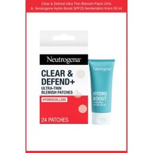 Clear & Defend Ultra Thin Blemish Patch 24’lü &  Neutrogena Hydro Boost SPF25 Nemlendirici Krem 50 ml