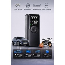 Skytrend Şarjlı Dijital Hava Pompası 150 Psı Ultra Basınç, 5200MAH, LED Işıklı, Powerbank Özellikli Kompresör