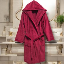 Kadife Kapüşonlu Bornoz  %100 Pamuk