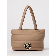 Love Moschino Kadın Logolu Deri Fermuarlı Günlük Kullanım Siyah Omuz Çantası JC4384PP0NKT0-000