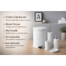 Livona Concept 5’li Banyo Seti Beyaz | Çöp Kovası, Klozet Fırçası, Sabunluk ve Diş Fırçalık
